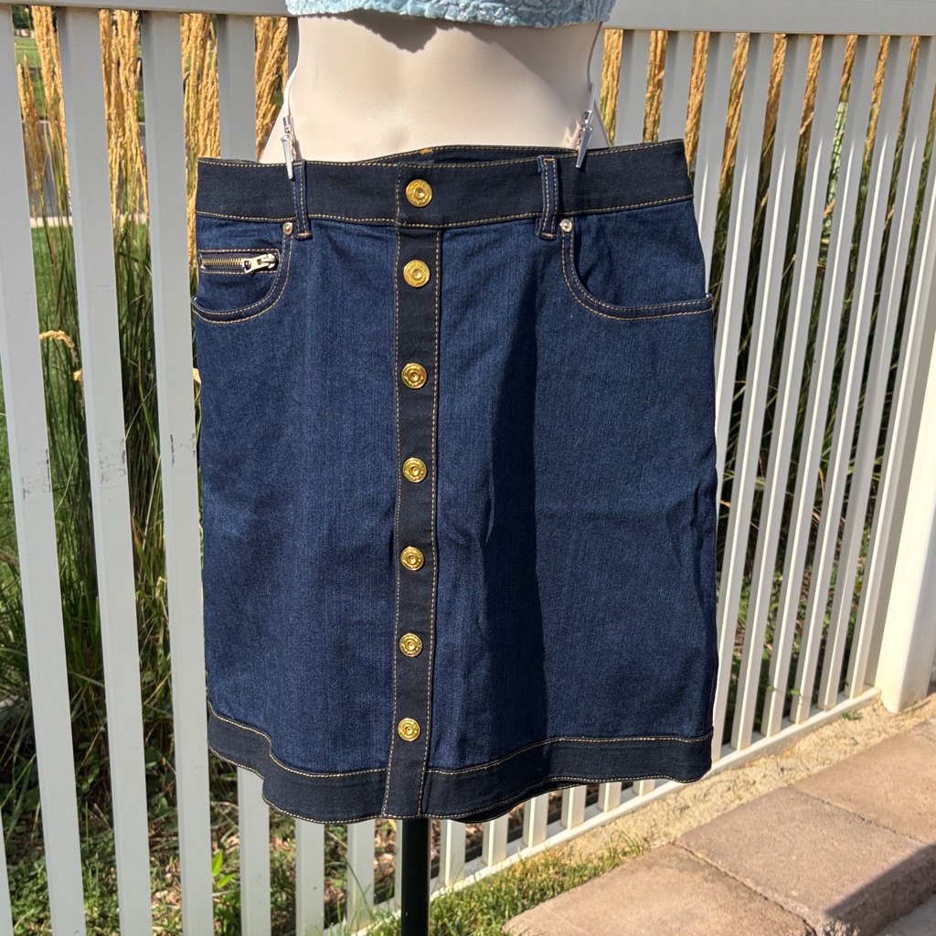 Inc Intenational Concepts Denim Skirt Nwt Snap Front Size 6 P, Waist 28”